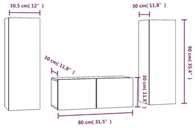 Conjunto móveis de TV 3 pcs madeira processada sonoma cinza