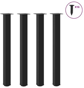 vidaXL Pés para mesa de bar 4 peças, preto, 100-102 cm, aço