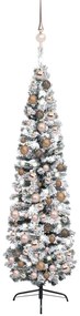 vidaXL Árvore Natal artificial fina pré-iluminada c/ bolas 180cm verde