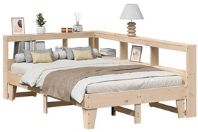 vidaXL Cama com estante sem colchão 120x200 cm pinho maciço