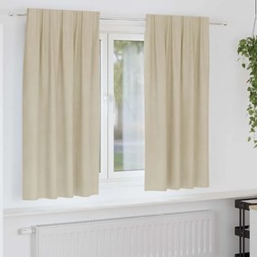 Cortinas Blackout vidaXL com fita superior 2 pcs Veludo Creme