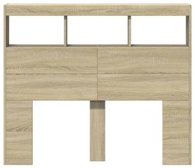 Armário de cabeceira c/ luzes LED 120x17x102 cm carvalho sonoma