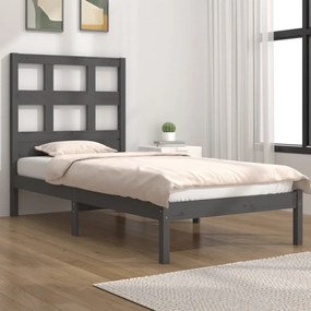 vidaXL Estrutura de cama pequena solteiro 75x190 cm pinho maciço cinza