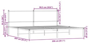 Estrutura de cama sem colchão 200x200cm metal carvalho sonoma