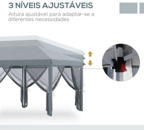 Tenda Dobrável 585x295x270 cm Tenda de Jardim com 6 Mosquiteiros Bolsa