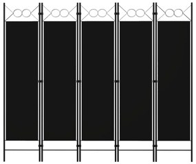Divisória de quarto com 5 painéis 200x180 cm preto