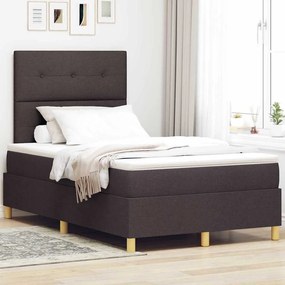 vidaXL Cama Box Spring com Colchão Marrom Escuro 120x200 cm Tecido