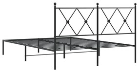 Estrutura de cama com cabeceira 140x190 cm metal preto