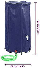 Depósito de água dobrável com torneira 250 L PVC