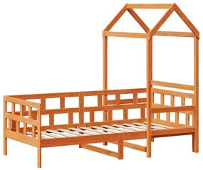 Sofá-cama com telhado 90x200 cm pinho maciço castanho-mel