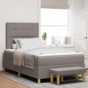 vidaXL Cama Box Spring com Colchão e Banco Taupe 120x190 cm Tecido