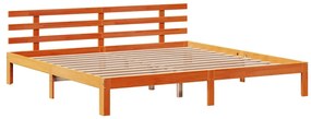 Estrutura cama c/ cabeceira 180x200cm pinho maciço castanho-mel