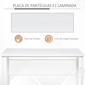 Secretária multifuncional estável com pés ajustáveis ​​ 135x60x75 cm Branco