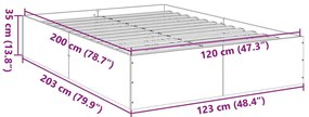 Estrutura de cama 120x200 cm derivados de madeira cinza sonoma