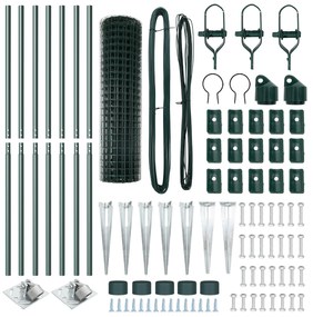 Cerca Euro com 7 Postes Spike 1.2x10 m Aço Galvanizado Verde