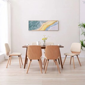 Cadeiras de jantar 6 pcs couro artificial creme