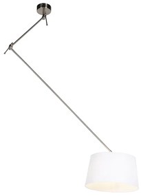 Candeeiro de suspensão em aço com cúpula de linho branco 35 cm - Blitz Country / Rústico