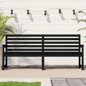 vidaXL Banco de jardim 203,5x48x91,5 cm madeira de pinho maciça preto