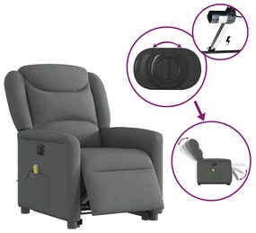 Poltrona elétrica elevatória massagens tecido cinzento-escuro