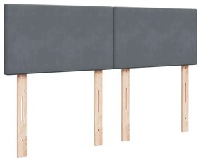 Cama com molas/colchão 160x200 cm veludo cinzento-escuro