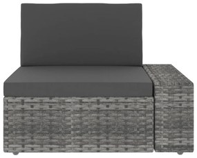 5 pcs conjunto lounge de jardim vime PE cinzento