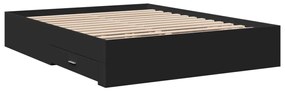 Estrutura de cama c/ gavetas 140x200 cm derivados madeira preto