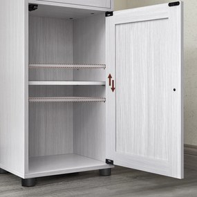 Armário de casa de banho com prateleiras reguláveis em altura  40 x 30 x 165 cm Branco com grão de madeira