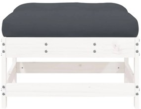 Apoios de pés p/ jardim c/ almofadões 2 pcs pinho maciço branco