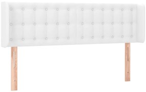 Cabeceira de cama c/ LED couro artificial 147x16x78/88cm branco