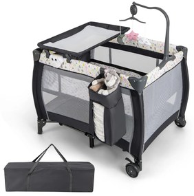 Berço de viagem dobrável 3 em 1 para bebés Cesto de brincar com tapete muda-fraldas Alcofa amovível 125 x 65 x 76 cm Multicolor