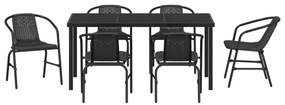 Conjunto de Jantar Jardim 7 Peças Vime Plástico Preto