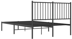 Estrutura de cama com cabeceira 120x190 cm metal preto