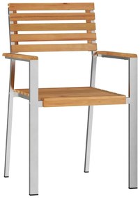 Cadeiras de Jardim Empilháveis vidaXL 8 pcs 54.5x56x89 cm Madeira Sóli