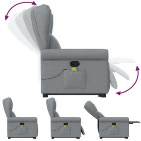 Poltrona reclinável massagens tecido cinzento-claro