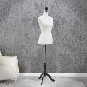Manequim Feminino de Costura Busto de Senhora para Modistas Exibição Altura Ajustável a 130-168cm Branco