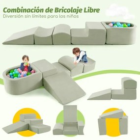 Conjunto de 5 peças para escalada para bebésr com piscina de bolinhas (NÃO INCLUIDAS) e capa lavável  Verde