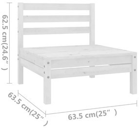 11 pcs conjunto lounge de jardim pinho maciço branco