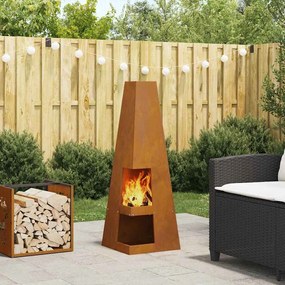 vidaXL Fire Pit Castanho 35 x 35 x 100 cm Aço corten