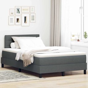 vidaXL Cama Box com colchão Cinza Escuro 120 x 200 cm tecido
