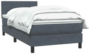 Cama com molas/colchão cinza-escuro 80x210 cm veludo