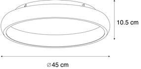 Candeeiro de Teto Moderno Preto 45cm com LED Dimerizável - Cardona