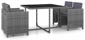 vidaXL Conjunto de jantar para jardim 13 pcs vime PE cinzento
