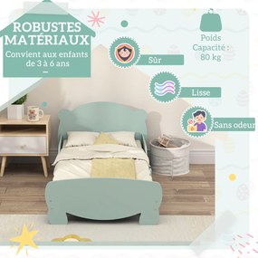 Cama infantil 70 x 140 cm (COLCHÃO NÃO INCLUIDO) com grades de segurança com tema de ursinhos, para meninos e meninas dos 3 aos 6 anos, verde