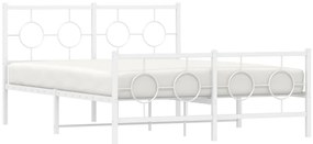 Estrutura de cama com cabeceira e pés 140x190 cm metal branco