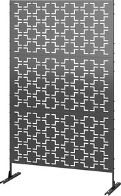 Biombo jardim decorativo de proteção visual para exterior 122 x 45 x 198 cm, com padrão geométrico perfurado em metal preto