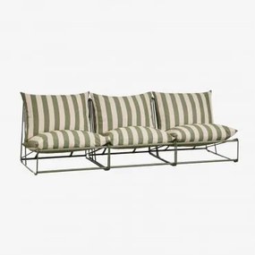 Sofá Modular De Jardim De 3 Peças Amaro Tapioca Beige - Verde Azeitona Profundo - Sklum