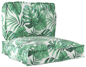 Conjunto de Almofadas de Palete com 2 Peças - Padrão de Folhas em Teci