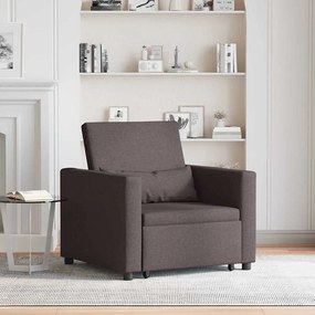 vidaXL Sofá cama single Castanho escuro 90 x 165 x 87 cm tecido
