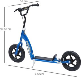 Trotinete para Crianças acima de 5 anos Scooter de 2 Rodas Grandes de 12 Polegadas com Freio e Guidão Ajustável em Altura Carga Máx. 50kg 120x52x80-88