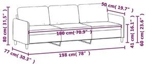 Sofá de 3 lugares 180 cm tecido cinza-escuro